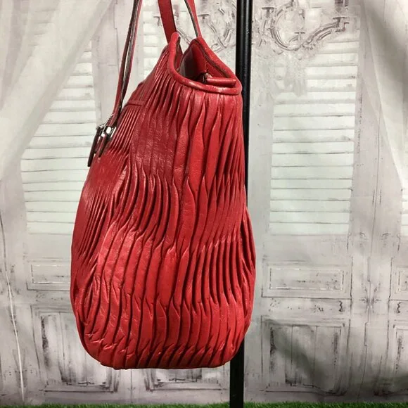 Coach Taylor Gathered Leather Alexis Carryall Tote Red NWT - Picture 6 of 16